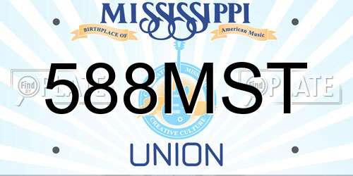 588MST Mississippi License Plate