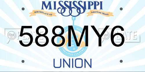 588MY6 Mississippi License Plate