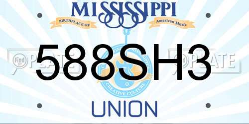 588SH3 Mississippi License Plate