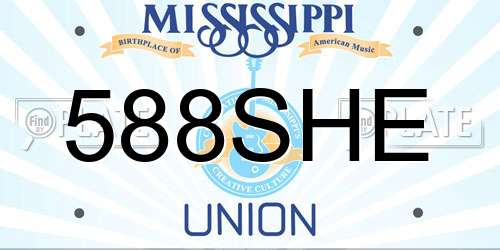 588SHE Mississippi License Plate