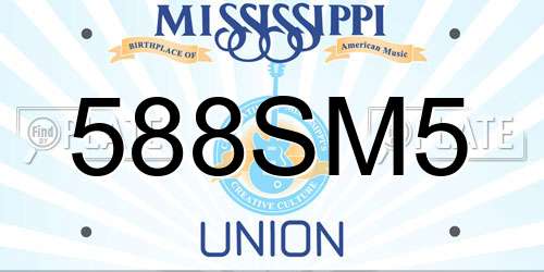 588SM5 Mississippi License Plate