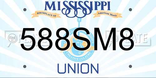 588SM8 Mississippi License Plate