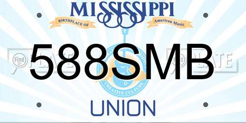 588SMB Mississippi License Plate