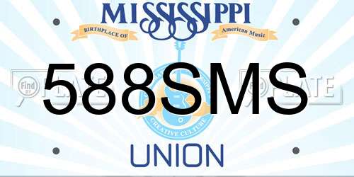 588SMS Mississippi License Plate