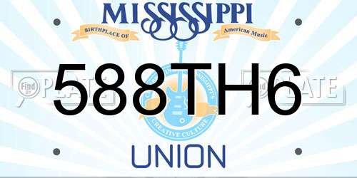 588TH6 Mississippi License Plate
