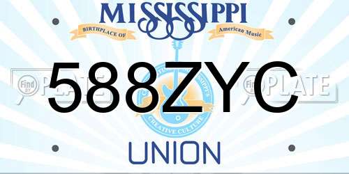 588ZYC Mississippi License Plate