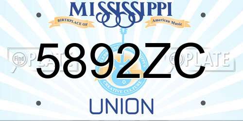 5892ZC Mississippi License Plate