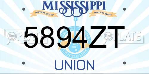 5894ZT Mississippi License Plate