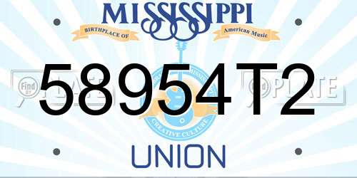 58954T2 Mississippi License Plate