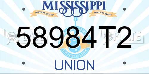 58984T2 Mississippi License Plate