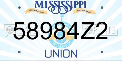 58984Z2 Mississippi License Plate