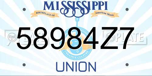 58984Z7 Mississippi License Plate