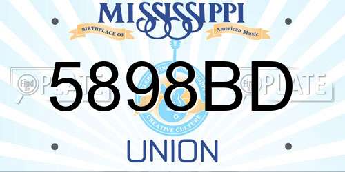 5898BD Mississippi License Plate