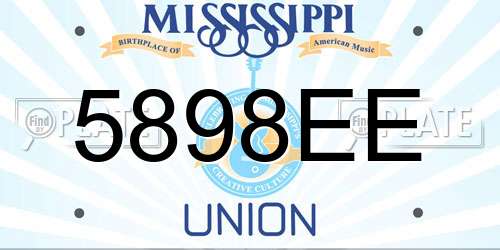 5898EE Mississippi License Plate