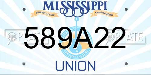 589A22 Mississippi License Plate