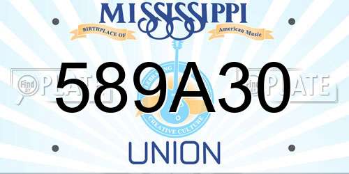 589A30 Mississippi License Plate