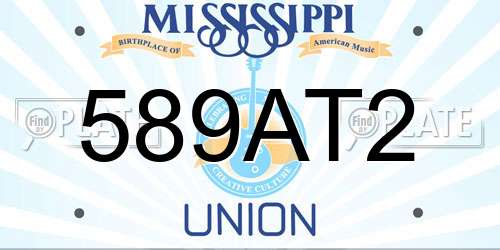589AT2 Mississippi License Plate