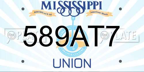 589AT7 Mississippi License Plate