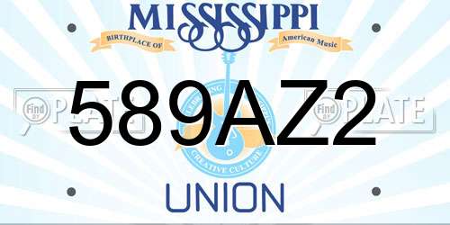 589AZ2 Mississippi License Plate