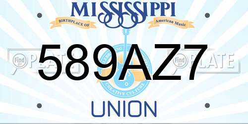 589AZ7 Mississippi License Plate