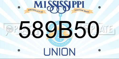 589B50 Mississippi License Plate