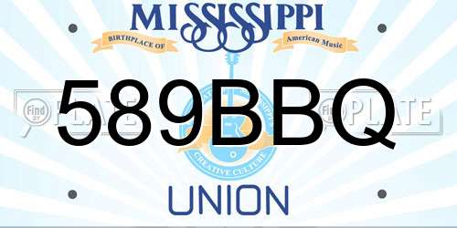 589BBQ Mississippi License Plate