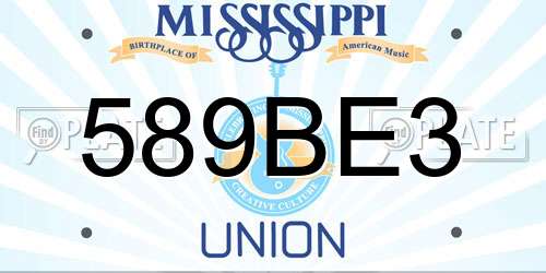 589BE3 Mississippi License Plate