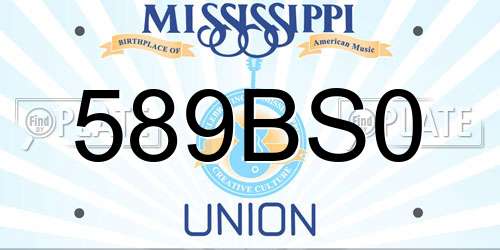 589BS0 Mississippi License Plate