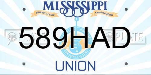 589HAD Mississippi License Plate