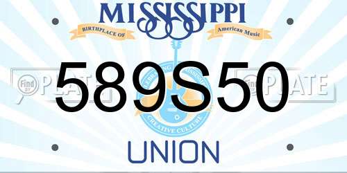 589S50 Mississippi License Plate