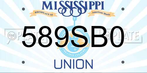 589SB0 Mississippi License Plate