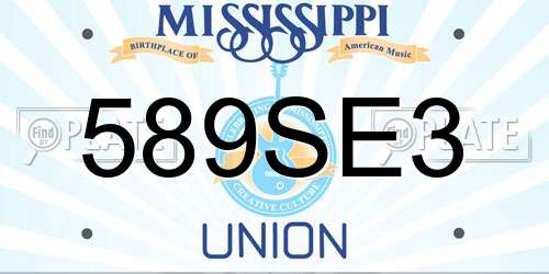 589SE3 Mississippi License Plate