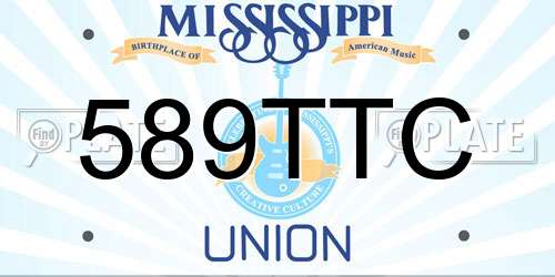 589TTC Mississippi License Plate