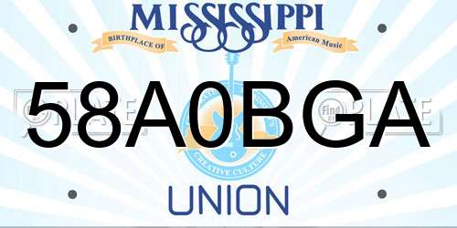 58A0BGA Mississippi License Plate