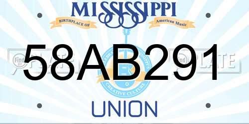 58AB291 Mississippi License Plate