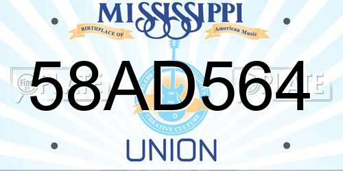 58AD564 Mississippi License Plate