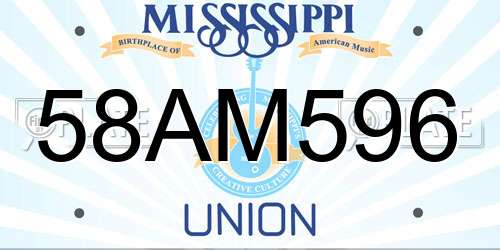 58AM596 Mississippi License Plate