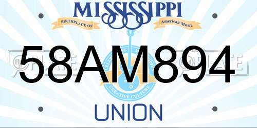 58AM894 Mississippi License Plate