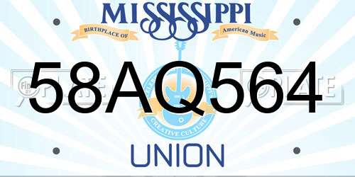 58AQ564 Mississippi License Plate