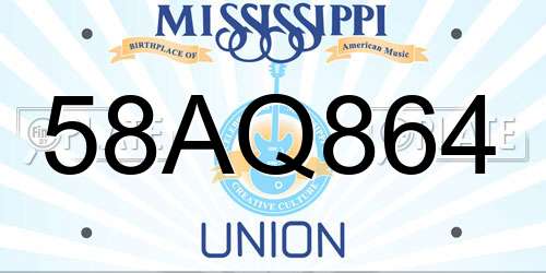 58AQ864 Mississippi License Plate