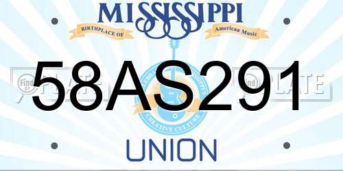 58AS291 Mississippi License Plate
