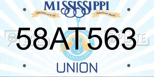 58AT563 Mississippi License Plate