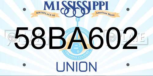 58BA602 Mississippi License Plate