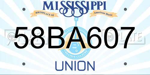 58BA607 Mississippi License Plate