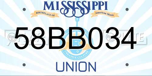 58BB034 Mississippi License Plate