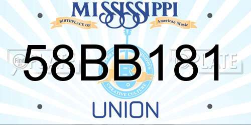 58BB181 Mississippi License Plate