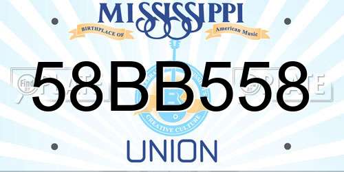 58BB558 Mississippi License Plate