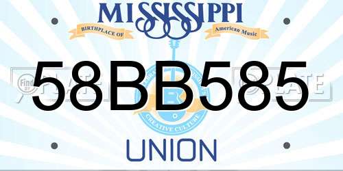 58BB585 Mississippi License Plate