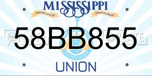 58BB855 Mississippi License Plate