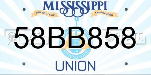 58BB858 Mississippi License Plate